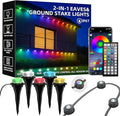 50FT Permanent Outdoor Lights, Waterproof 2-in-1 Eaves & Ground Stakes LED String Lights with App/Remote Control for House, Garden– Smart Color-Changing Lighting for Halloween Christmas Decorations