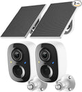 2K Security Camera Wireless Outdoor,Solar Powered WiFi Cameras for Home Security with Motion Detection,Color Night Vision(Spotlight),Instant Alert,2-Way Audio,Siren&SD/Cloud Storage,IP65,2.4GHz,2 Pack