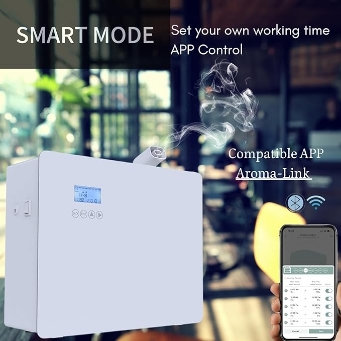 Waterless Commercial Scent Air Machine, HVAC Scent Diffuser for Large Coverage | Up to 8,000 Sq.ft, Whole House Aroma & Hotel Collection Diffuser 1000ml, Cold air Tech. (Metal-White)