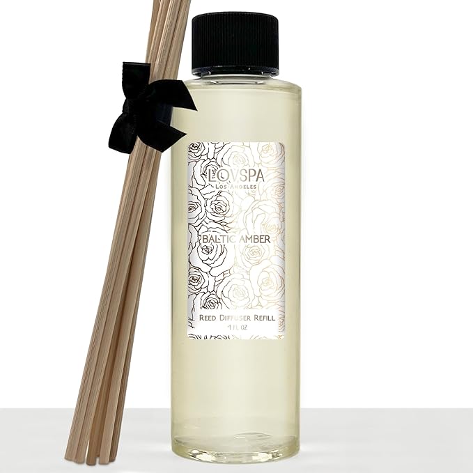 LOVSPA Baltic Amber Diffuser Oil - Luxury Essential Oils for Diffuser Refill & Air Freshener Room Spray - Long-Lasting & Natural Home Fragrance, Scented Oil for Diffusers, USA Made, 4oz