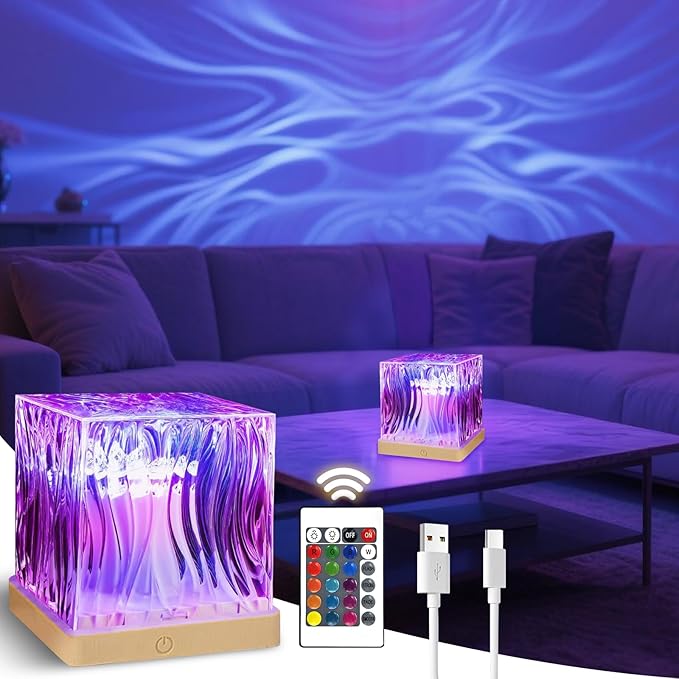 Galaxy Projector for Bedroom with Northern Lights Effect - 16 Color Changing Dimmable Mood Light with Dynamic Ripple, Remote Control, Night Light Projector for Kids Teens Adults Room Decor Gift