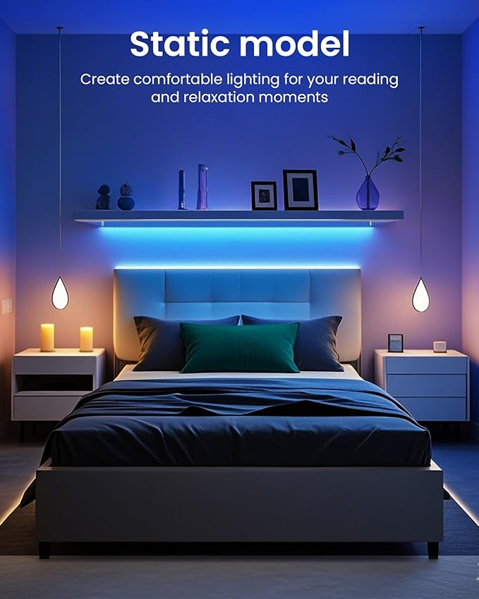 VOLIVO LED Strip Lights for Bedroom 200ft, Smart Bluetooth RGB Light Strips with App Control & Music Sync, Color Changing LED Lights for Room, Home, Party Decor