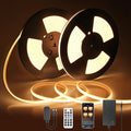 65.6FT 24V Dimmable COB LED Strip Light Waterproof Outdoor Warm White 6000K High Density 320LED/M Bluetooth Flexible LED Tape Light with Remote for Bedroom Cabinets Garden CRI90+ (20M/2roll)