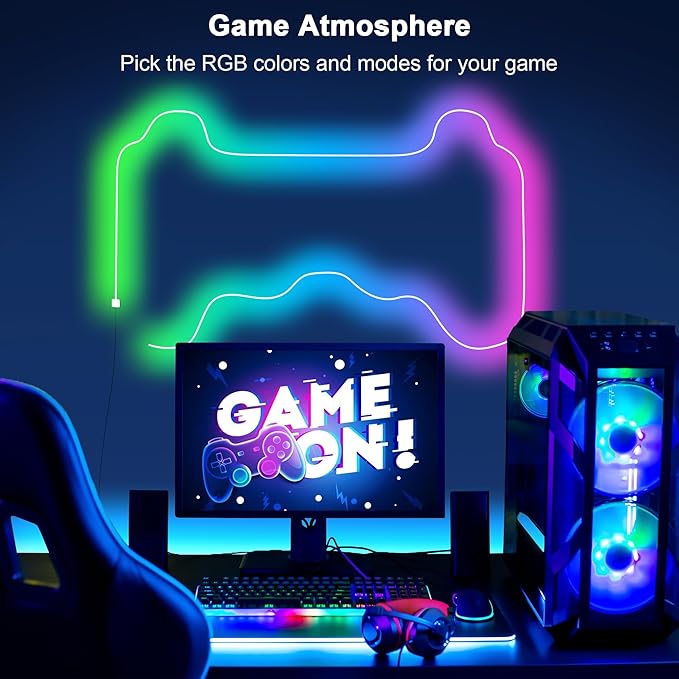 Cozylady 120Ft (60Ft * 2 Rolls) RGB LED Neon Rope Lights for Bedroom, 36m LED Strip Lamp with Double Sided Adhesive Tape, App/Remote Control DIY Lights Decorate The Outdoor and Indoor of Your Home