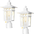 Dusk to Dawn Outdoor Post Lights, Waterproof Lamp Post Light Fixture, Aluminum Lamp Posts Outdoor Lighting Pole Lantern for Outside Yard Patio Pathway Garden Deck, Hard Wired (2 Pack, White)