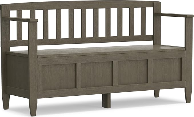 SIMPLIHOME Brooklyn Entryway Storage Bench - 48 inch Wide Solid Wood Hallway Bench in Farmhouse Grey, Contemporary Mudroom Bench for Entry or Foyer with Lift-Up Lid and Spacious Hidden Storage
