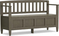 SIMPLIHOME Brooklyn Entryway Storage Bench - 48 inch Wide Solid Wood Hallway Bench in Farmhouse Grey, Contemporary Mudroom Bench for Entry or Foyer with Lift-Up Lid and Spacious Hidden Storage