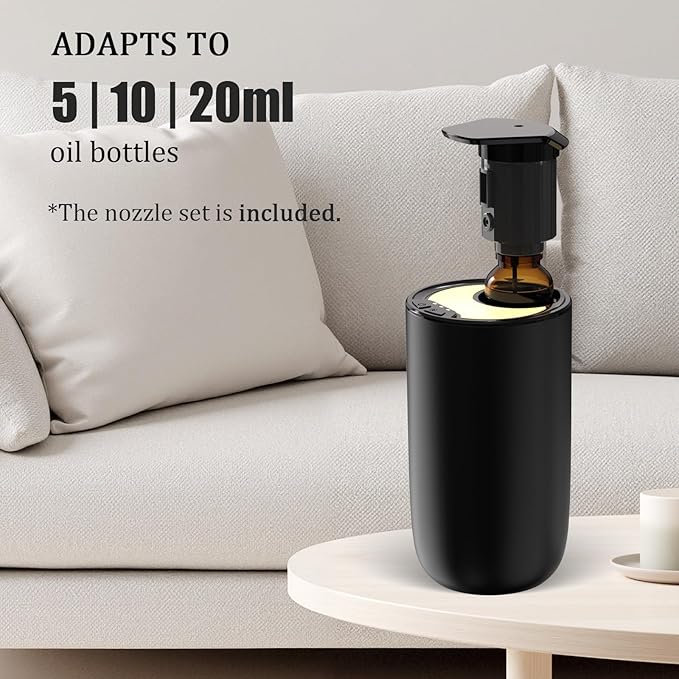 Waterless Car Essential Oil Diffuser, Premium Aluminum Alloy Cold-Air Atomizing Scent Machine Aromatherapy for Home/Office, Rechargeable, Smart Vibration Sensor, 3 Ambient Lights, Mess-Free - Titanium