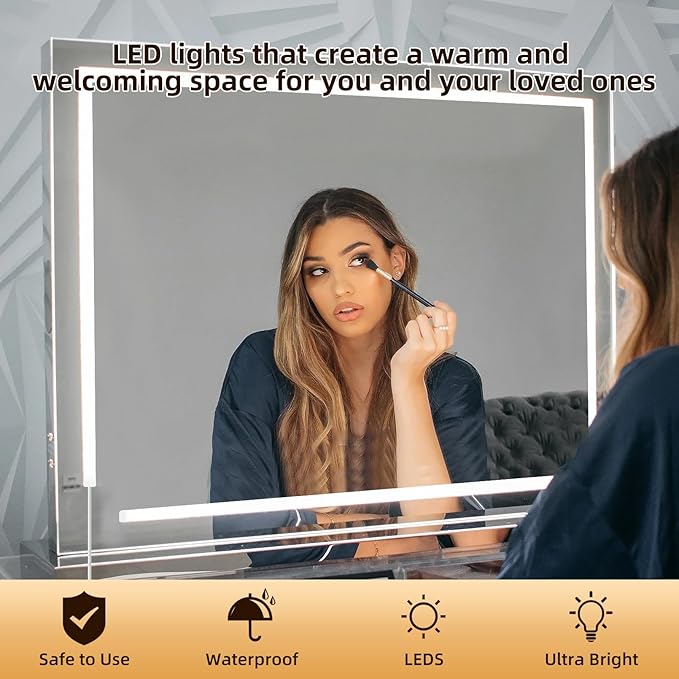 LED Vanity Lights for Mirror, Hollywood Style Makeup Lighting, 13.2FT White Strip Lights for Mirror, Dimmable Makeup Vanity Light Strip for Bathroom, Dressing Table and DIY Lighting