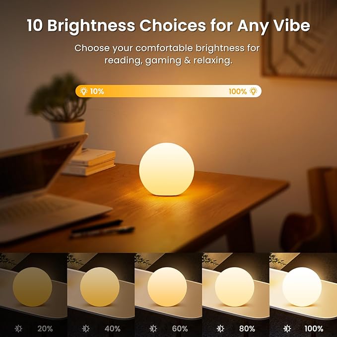 LOFTEK LED Ball Light, Multi-Color Rechargeable Night Lights, 3-inch RGB Globe Mood Lighting, Waterproof Ambient Lighting Lamp for Home Bedroom Patio Pool Decorative Lighting, Birthday Gift,4 Pack