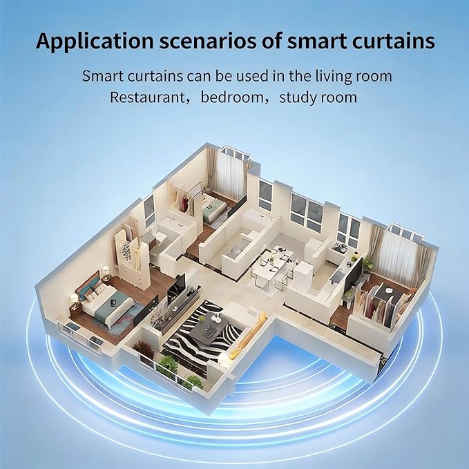 Smart Curtain Track System with Mini Wifi Motor, Automatic Ceiling Curtain Opener, Motorized Curtains Rod 88.6''(2.2m) with App, Voice, Remote Control, Compatible with Alexa,Google and Siri