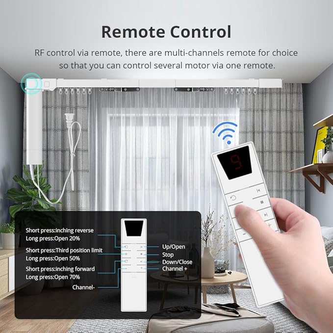 Matter-Certified WiFi Motorized Curtain Track, Smart Electric Curtains with Remote, Compatible with Apple Home, Alexa, Google Assistant, SmartThings (5.1m (200.7inch))