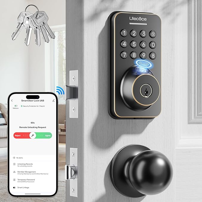 Keyless Entry Door Lock with Handle Set - Built-in WiFi (Oil Rubbed Bronze)