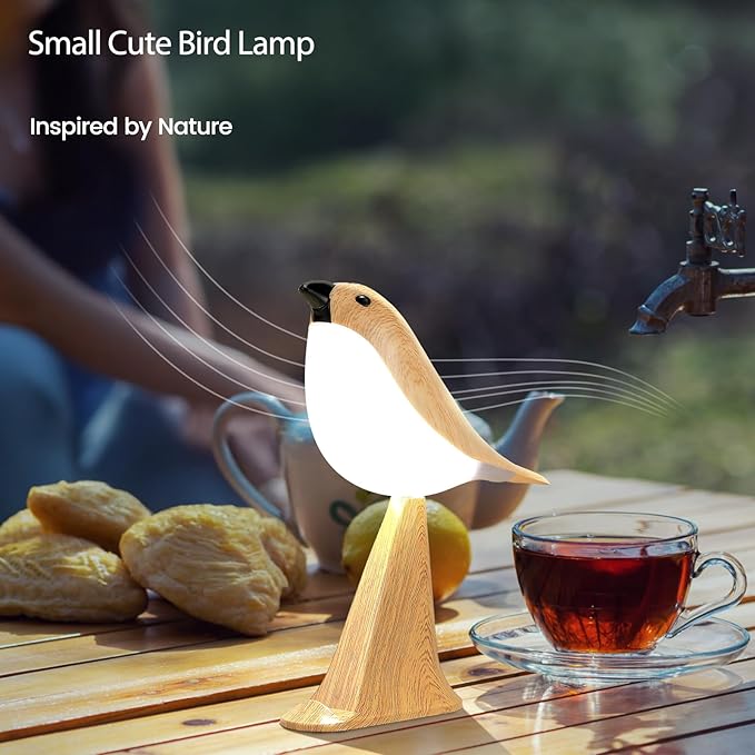 Cute Bird Table Lamp with Timer, Touch Bedside Lamp, Brid Night Light, Cordless Small Desk Lamps Battery Operated Nightstand Lamps, 3-Way Dimmable Light, Rechargeable Decorative Desk Lamp