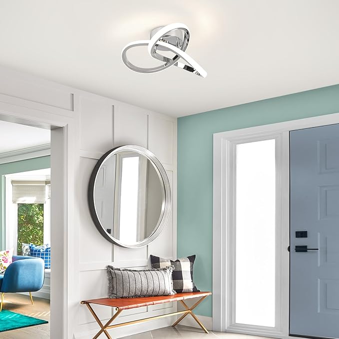 CANEOE Hallway Ceiling Light Modern Led Ceiling Light Fixtures,4500K Daylight White Close to Ceiling Lamps for Bedroom Bathroom Kitchen Balcony Laundry Room Stair Aisle Ceiling Lighting Curved Design