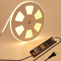 48V Outdoor LED Strip Lights Waterproof, 65.6ft 150W 3000K Warm White Dimmable LED Tape Light Cuttable with Power Supply for Bedroom Ceiling Garden Living Room Commercial House