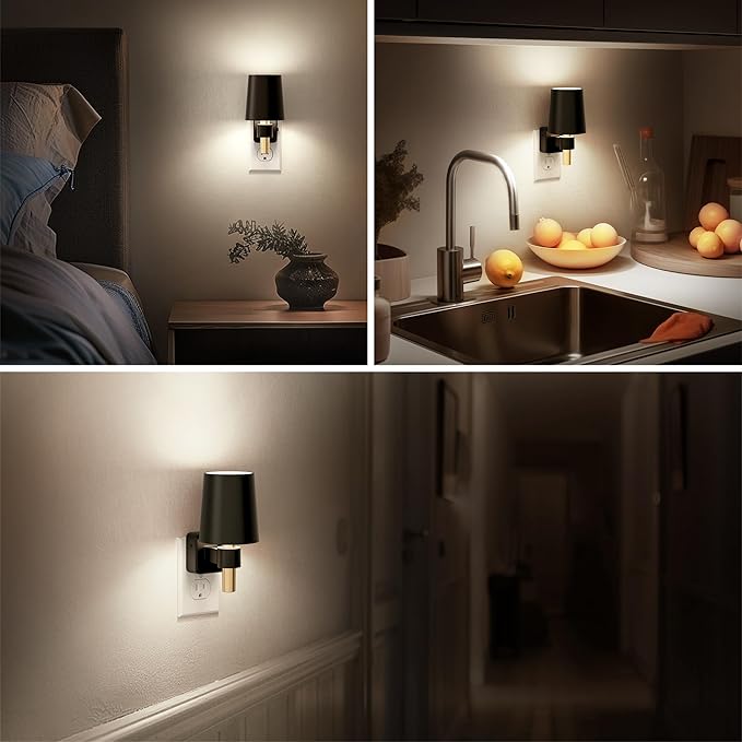Briignite Night Light, Dimmable Night Lights Plug into Wall [2 Pack], Dusk to Dawn Sensor, Daylight White 5000K, 0-100LM, Plug in NightLight, Vintage Night Light for Hallway Bedroom Stairway