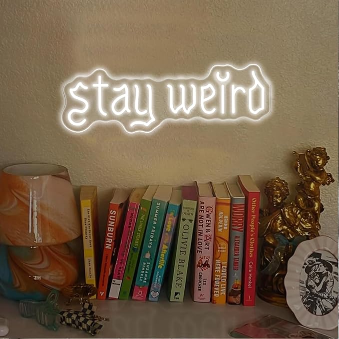 Stay Weird Neon Sign White Neon Signs for Wall Decor Neon Light Sign with USB Neon Lights LED Neon Sign for Bedroom Living Room Study Room LED Signs for Wall Decor