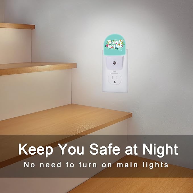 Happy Easter Night Light,Eggs Night Lights Plug into Wall, Dusk to Dawn Sensor LED Lamp 0.5W for Boyfriend/Girlfriend Gifts Decorations Room 0.5W Sleep Friendly