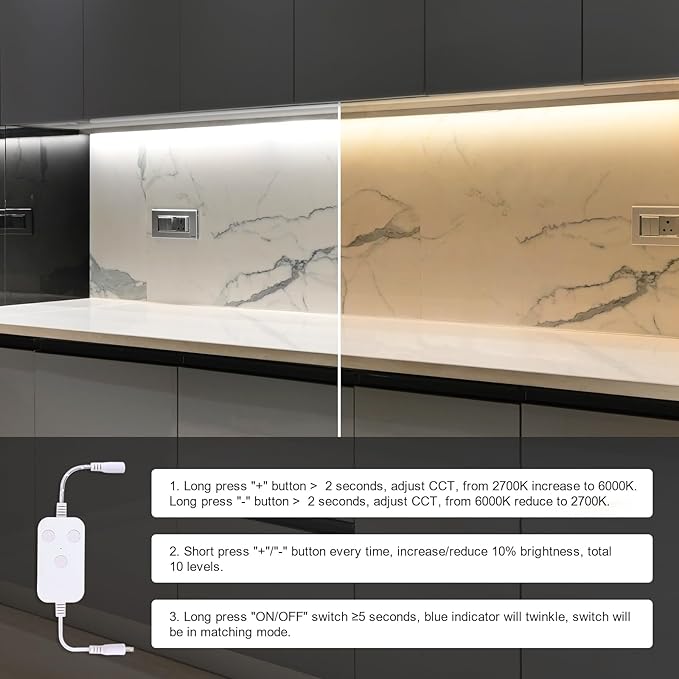 2pack 40inch Smart Under Cabinet Lighting, 2700-6000K Under Counter Kitchen LED Light, Dimmable Under Counter Closet Light Fixture APP Control, Work with Alexa, Google Assistant (White)