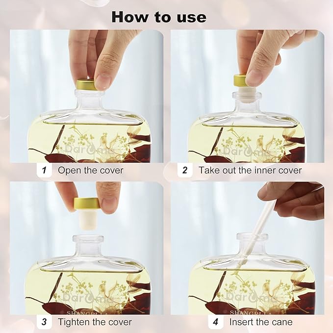 Reed Diffuser Set with Sticks, Daroma Dried Flowers Aromatherapy Reed Diffuser with Nature Essential Oil, Fragrance Scent Diffuser for Home Décor & Office, for Christmas, Shangri-La Hotel