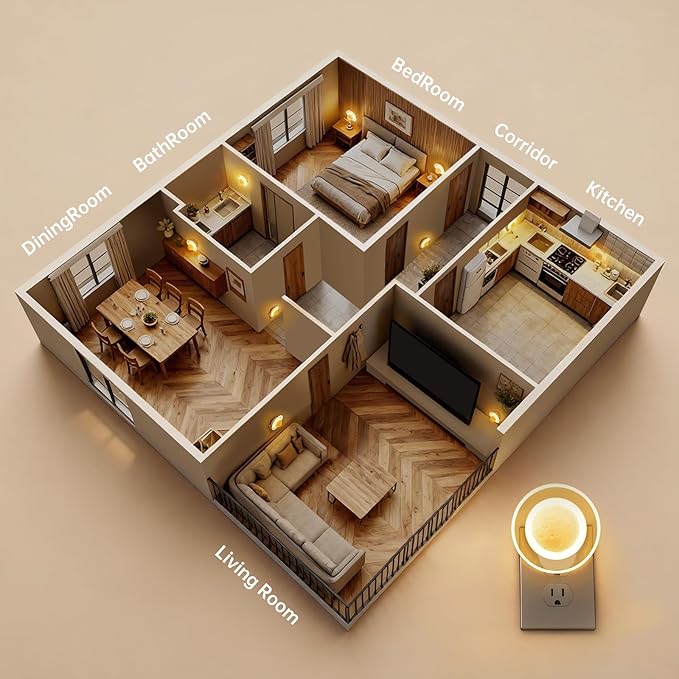 Night Lights Plug into Wall - Motion Sensor Plug in Night Light with Auto Dusk to Dawn,Dimmable Soft White, Bright Nightlight for Cruise Bedroom Bathroom Hallway Kitchen