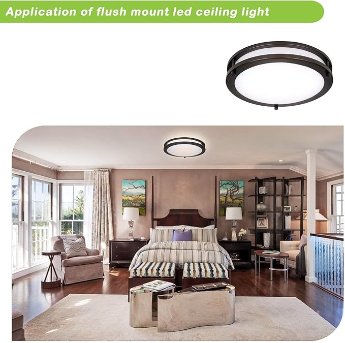 hykolity 13 inch Flush Mount LED Ceiling Light Fixture, 2700K/3000K/3500K/4000K/5000K Adjustable Ceiling Lights, Oil Rubbed Bronze Saturn Dimmable Lighting for Hallway Bathroom or Kitchen, ETL Listed