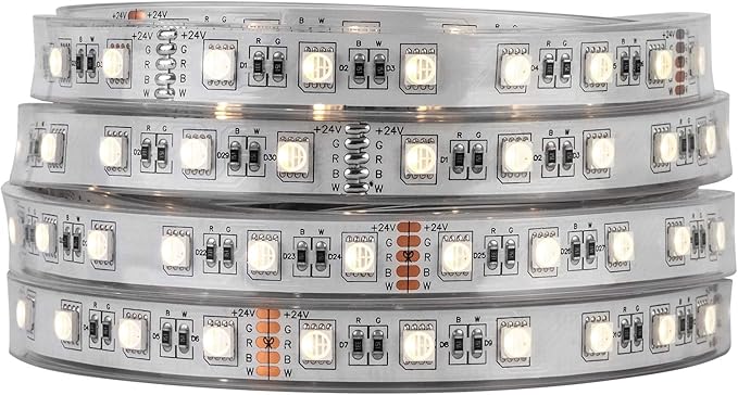 BTF-LIGHTING 5050 RGBW RGB+Cool White(6000K-7000K) 4 Colors in 1 LED Tape Light DC24V 5m 16.4ft 60LED/m Multi-Colored IP67 White 14mm PCB for Bedroom Kitchen Home Decoration(No Adapter or Controller)