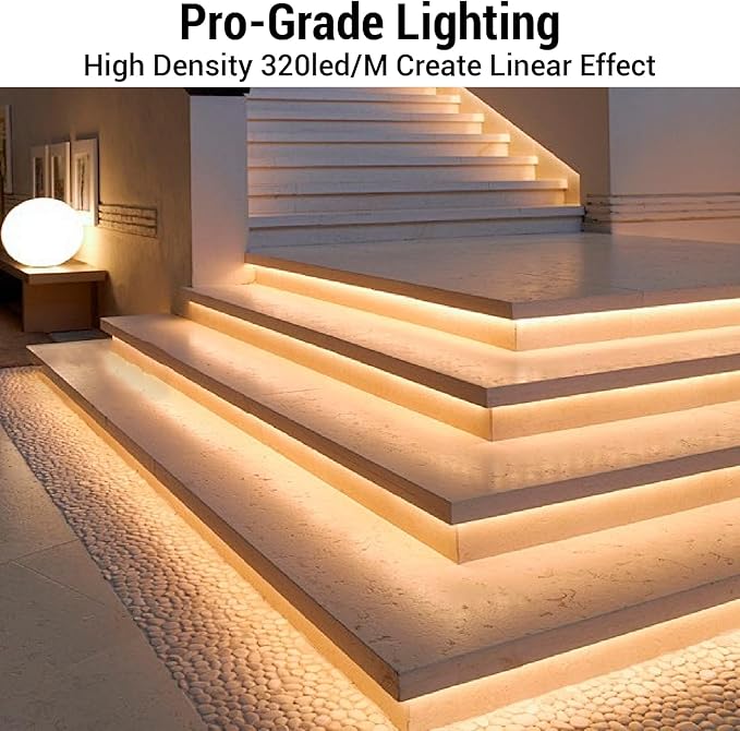 HAMRVL Natural White COB LED Strip Lights,16.4ft 4000K DC12V Dimmable LED Light Strip with 1600 LEDs,Touch Dimmer,12V Adapter,Flexible Super Bright Indoor COB LED Lights for Living Room,Shelf,Cabinet