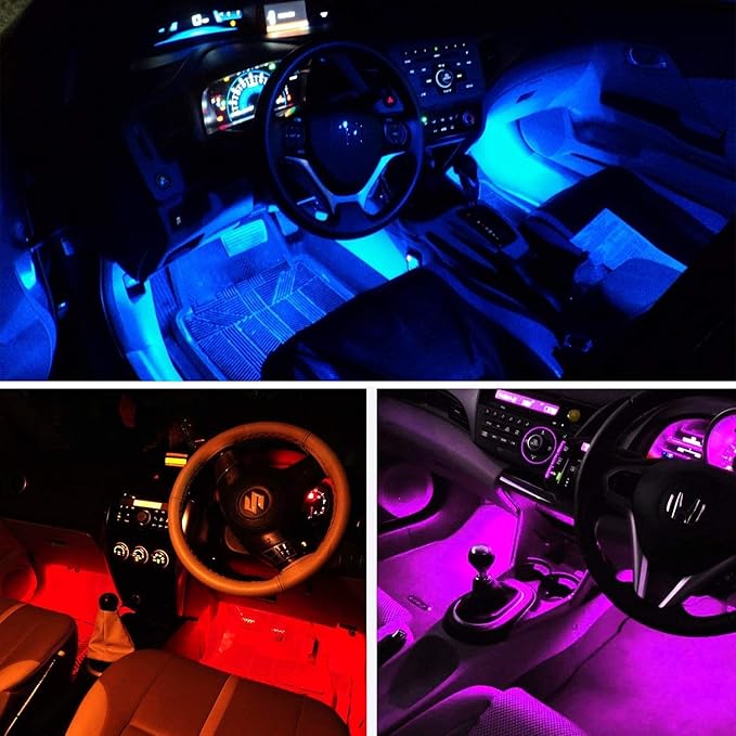 Car LED Strip Light, Uniwit 4 Pcs Multicolor Music Car Interior Atmosphere Lights for Car TV Home with Sound Active Function,Remote Control and Smart USB Port (48 LED-USB Port)