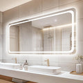 60" x 30" Led Bathroom Mirror with Lights, Anti-Fog & Tri-Color Lighting - Wall Mounted Shaving Mirror with, Waterproof & LED Vanity Mirror,Tempered Glass, Dimmable Mirror