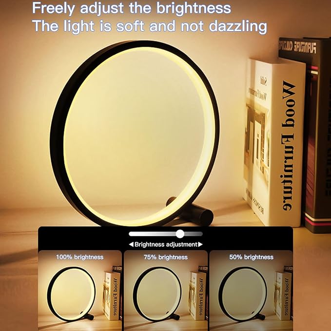 LED Intelligent Color Changing Desk Lamp CreativeCircular Desktop RGB Night Light DIY Mode Supports WiFi&BLE,Usedfor Lighting Decoration or Holiday Decoration (10W 5V 10 Inch Black)