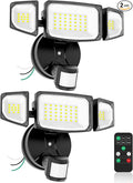 iMaihom 65W 6500LM LED Security Lights Motion Sensor Light Outdoor, 6500K Daylight, IP65 Waterproof, Dusk to Dawn, Hardwired 3-Head Motion Detected Flood Light for Garage, Yard, Porch (Black, 2 Pack)