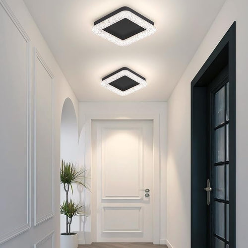 10 Inch LED Hallway Light Fixtures, 4500K Black Modern Flush Mount Ceiling Light, Square Acrylic Close to Ceiling Lighting Fixtures for Hallway Bedroom Entryway Kitchen Ceilings Lamp (Square)