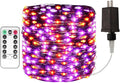 Halloween Fairy Lights 200FT 600 LED Waterproof Plug in Purple and Orange LED String Lights with Remote 8 Modes for Indoor or Outdoor, Patio, Backyard,Garden