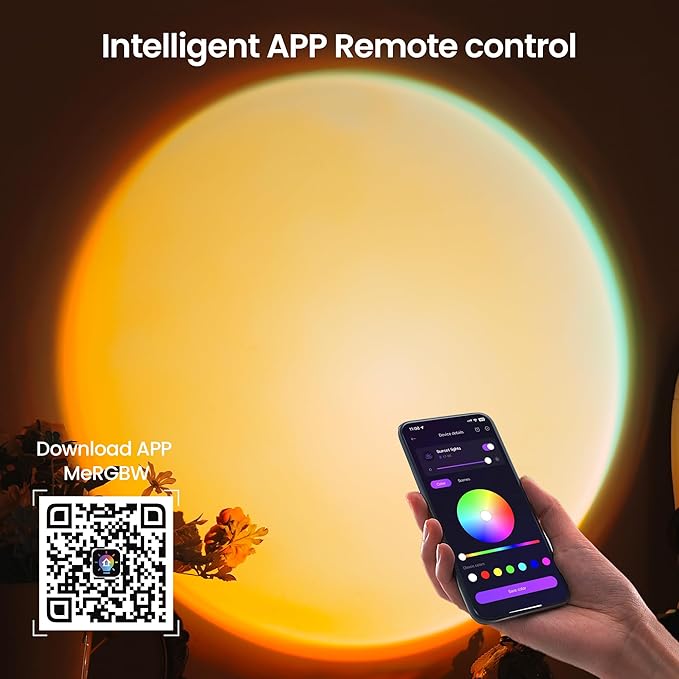 Sunset Lamp Projector with Remote Control, Multiple Colors LED APP Control Sunset Light Three Control Methods Night Light for Room Decor/Christmas Gift/Photography/Party/Bedroom Decor