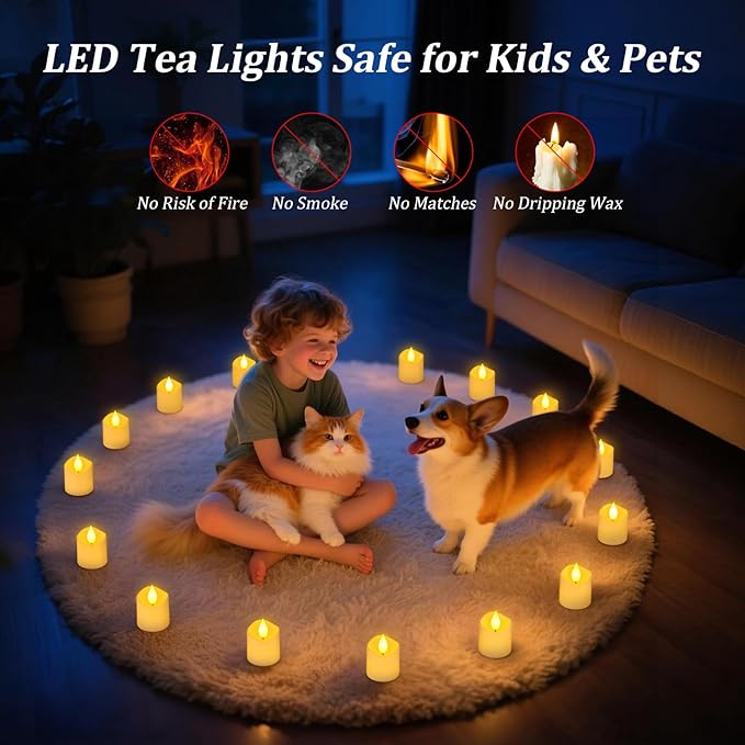 Ymenow Flameless Candles with Remote Timer & Charging Base, 12pcs Rechargeable Battery LED Votive Tea Lights Candles Flickering for Wedding Home Table Party Dinner New Years Valentines Day Decor