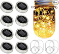 SunKite Solar Mason Jar Lights [Updated], 8 Pack 20 LED Waterproof Fairy Firefly Jar Lids String Lights with Hangers(NO Jars), Patio Yard Garden Wedding Decoration - Warm White