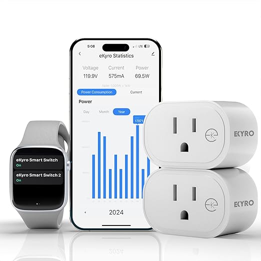 Smart Plug Energy Monitoring | Compatible with Alexa, Google Home Assistant, iPhone, Siri, Android, Power Tracking 15A 1800W, No Hub Required Energy Monitoring Outlet (Energy Monitoring, 2)