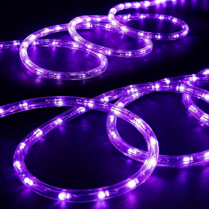 WYZworks 3312LEDs, 300ft LED Outside Rope Lights, Outdoor ETL Certified Waterproof Permanent 360 Degree Light Emitting, Flexible Tube, Connectable, Christmas Palm Tree Exterior Landscape, Purple