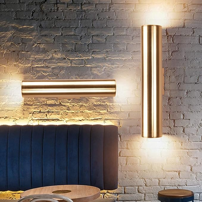 Indoor Led Creative Loft Warm Light Modern Corridor Living Room Bedside Lamp Decoration Alumiwall Lighting,Golden,10X50Cm(7W) (Golden 8X30Cm(5W))