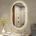 BEAUTYPEAK 40x24 LED Oval Bathroom Mirror with Lights, Anti-Fog, Dimmable, Backlit + Front Lit, Lighted Bathroom Vanity Mirror for Wall, 3 Colors, Memory Function, Tempered Glass, Shatter-Proof