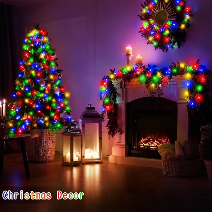 132 FT 400 LED Fairy Lights Plug in Christmas String Lights Outdoor Waterproof Twinkle Lights with Timer 8 Modes Memory for Holiday Wedding Party Tree Wall Bedroom Garden Decorations-Multicolored
