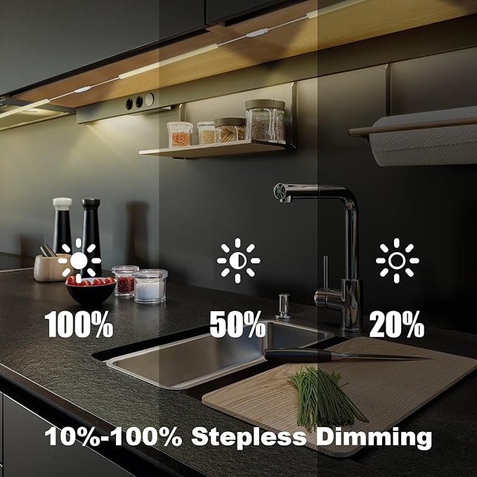 Under Cabinet LED Lights, Dimmable Under Cabinet Lighting, 4 Pack LED Lights for Kitchen Under Cabinet, Under Counter Light Natural White 4500K