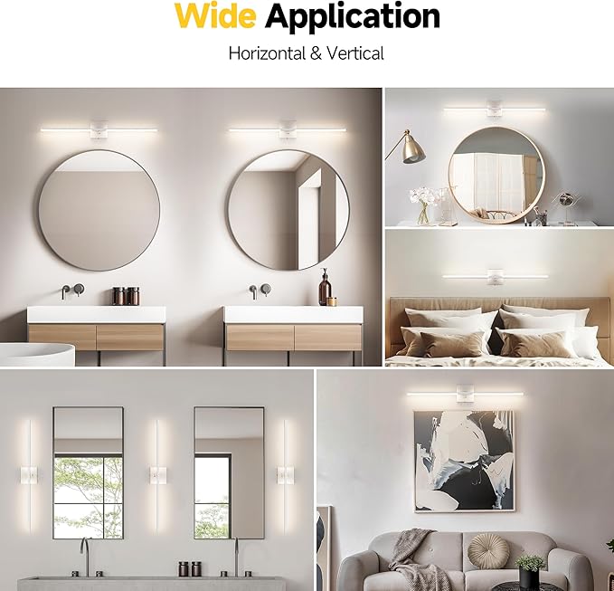 Vanity Lights 32 inch, 4-Level Brightness Built-in Dimmer, 18.5W Dimmable 5CCT Bathroom Light Fixtures Over Mirror, Baked Matte Grey Vanity Lights for Bathroom Mirror Bedroom-FCC & ETL