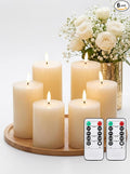 Leelosp 6 Pack Flameless Candles with Remote Timer, Battery Operated Flickering Flameless Candles Bulk Flat Top Pillar LED for Wedding Festival Outdoor Home Decor D 3'' H 4'' 5'' 6'' (Ivory White)