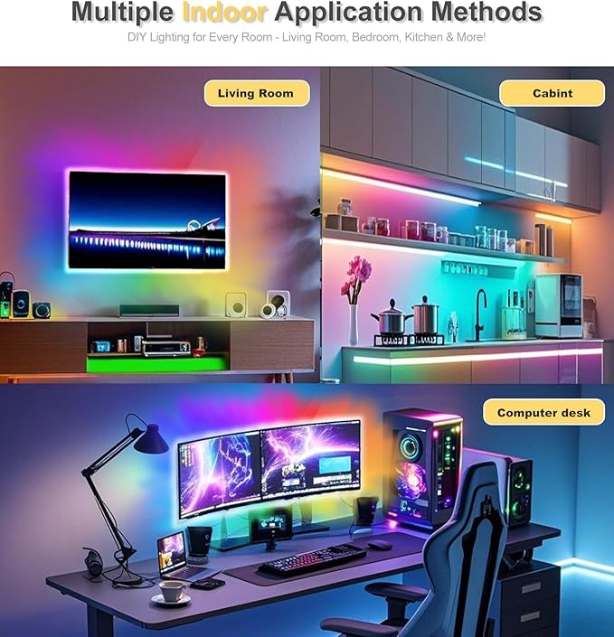 RGBW COB LED Strip Light Kit,16.5ft Color Changing Multicolor Neutral White, Cuttable Adhesive Lights Strip ETL Listed for Bedroom Party Decoration with Remote & APP Control (AC/DC Adapter Included)
