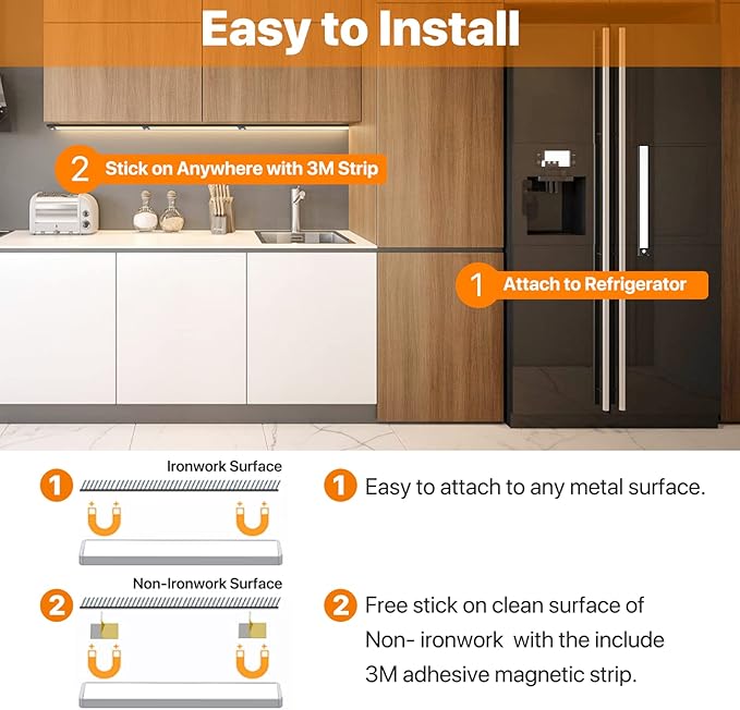 69 LED Under Cabinet Lighting 2 Pack, 3 Color Motion Sensor Light Indoor, 3000mAh Rechargeable Stepless Dimmable Closet Lights, Wireless Battery Operated Under Counter Light for Kitchen