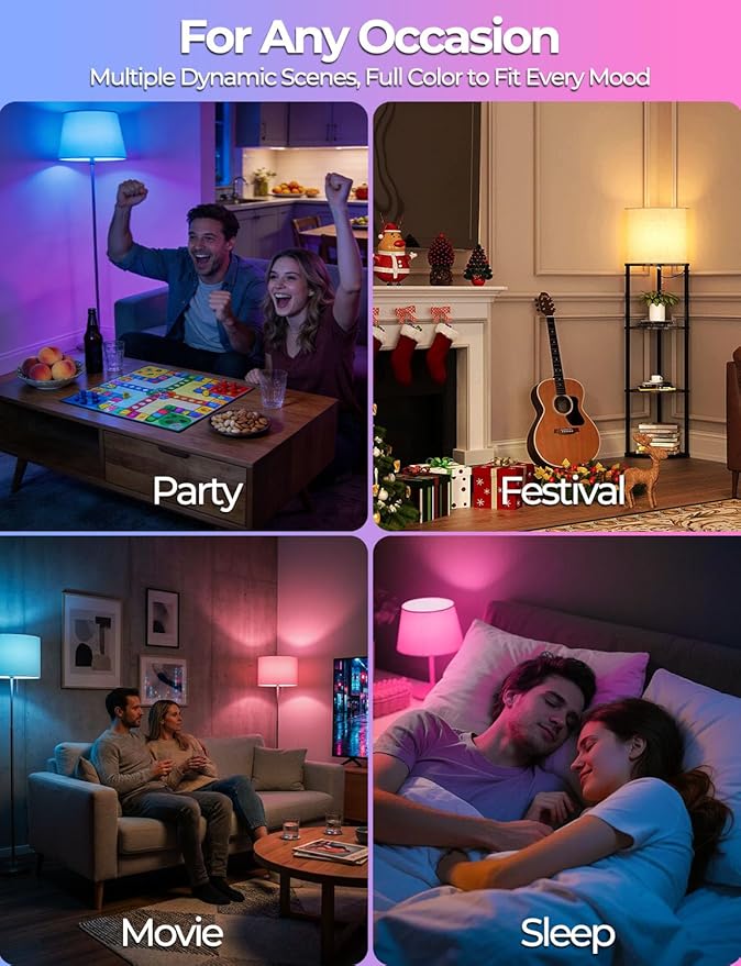 ILC Color Changing LED Light Bulb, 120 Colors, 2700K Warm White, 70 Watt Equivalent, DIY Strobe, RGB with Remote Control, LED 10W A19 E26 Screw (Pack of 2)