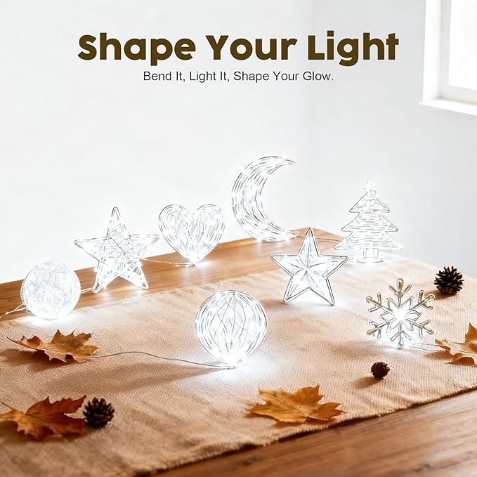 Lemical 10 Pack Fairy Lights Battery Operated 9.8FT 30 LED Twinkle Lights 3 Modes Waterproof Bulk Mini Copper Wire Firefly String Light for Christmas Mason Jars DIY Wedding Table Decor(Cool White)